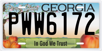 GA license plate PWW6172