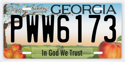GA license plate PWW6173