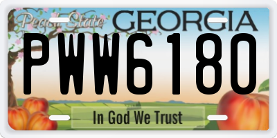 GA license plate PWW6180