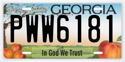 GA license plate PWW6181
