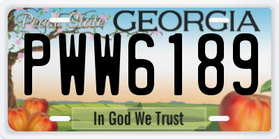 GA license plate PWW6189
