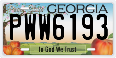 GA license plate PWW6193
