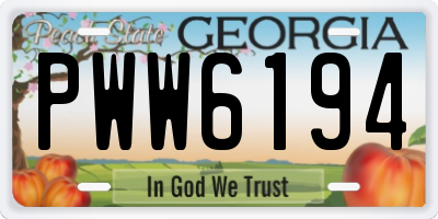 GA license plate PWW6194