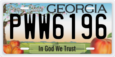 GA license plate PWW6196