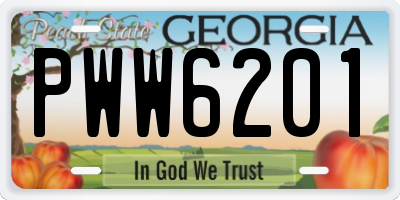 GA license plate PWW6201
