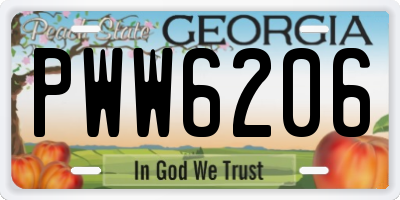 GA license plate PWW6206
