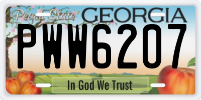 GA license plate PWW6207