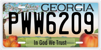 GA license plate PWW6209