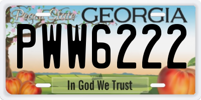 GA license plate PWW6222