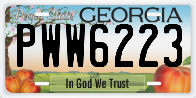 GA license plate PWW6223