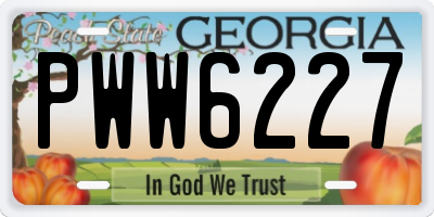 GA license plate PWW6227