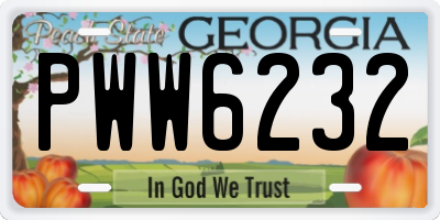 GA license plate PWW6232