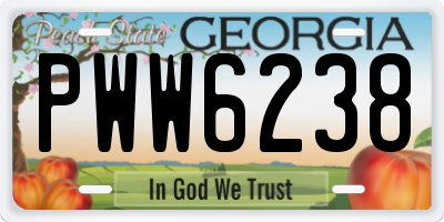 GA license plate PWW6238