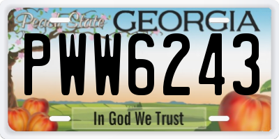 GA license plate PWW6243