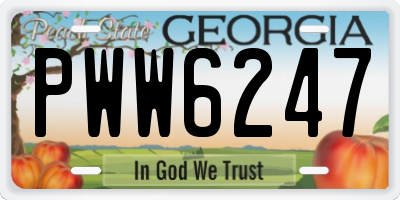 GA license plate PWW6247