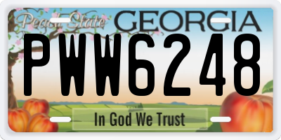 GA license plate PWW6248
