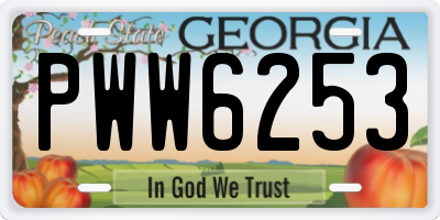 GA license plate PWW6253