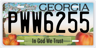 GA license plate PWW6255