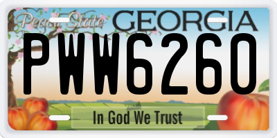 GA license plate PWW6260