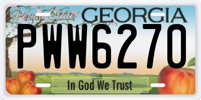 GA license plate PWW6270