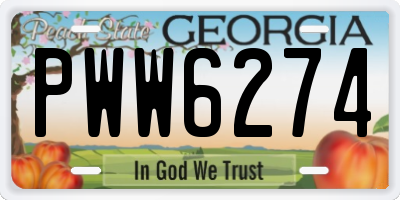 GA license plate PWW6274
