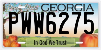 GA license plate PWW6275