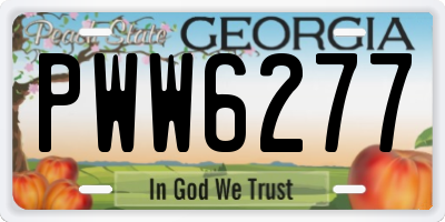 GA license plate PWW6277
