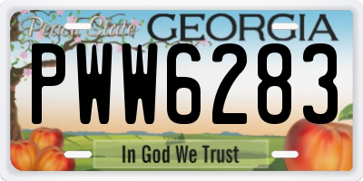 GA license plate PWW6283