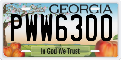 GA license plate PWW6300