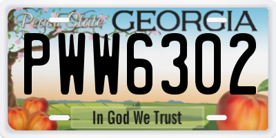 GA license plate PWW6302