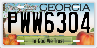 GA license plate PWW6304