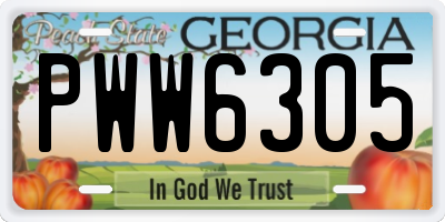 GA license plate PWW6305
