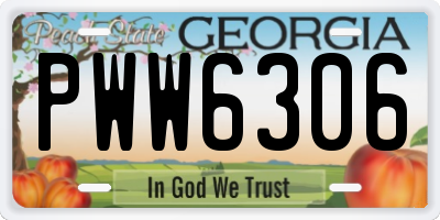 GA license plate PWW6306
