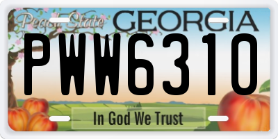 GA license plate PWW6310