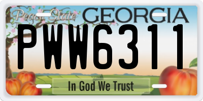 GA license plate PWW6311