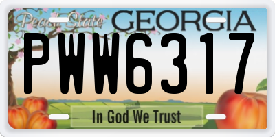 GA license plate PWW6317