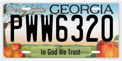 GA license plate PWW6320