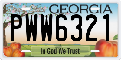 GA license plate PWW6321