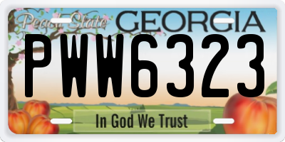 GA license plate PWW6323