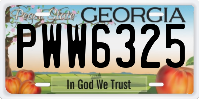 GA license plate PWW6325