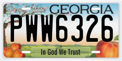 GA license plate PWW6326