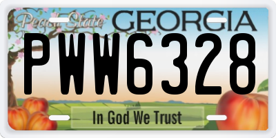 GA license plate PWW6328