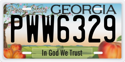 GA license plate PWW6329