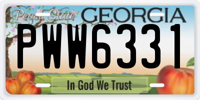 GA license plate PWW6331