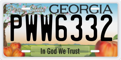 GA license plate PWW6332