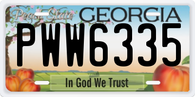 GA license plate PWW6335