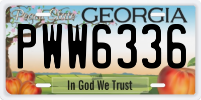 GA license plate PWW6336