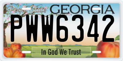 GA license plate PWW6342