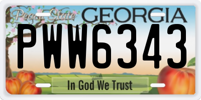 GA license plate PWW6343