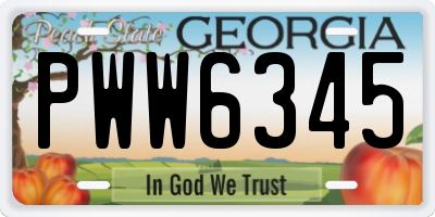GA license plate PWW6345